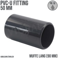 50 mm PVC Klebe Fitting Verbinder Muffe lang (90mm)