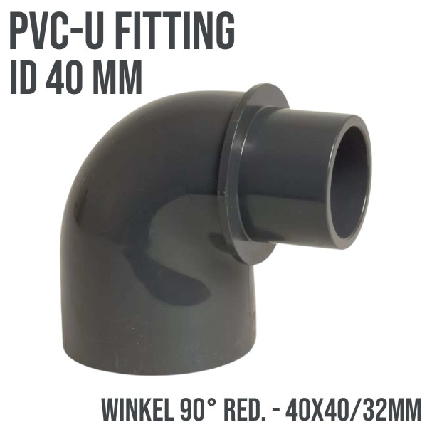 40 mm PVC Klebe Fitting Winkel 90° reduziert 40 x 40/32 mm Muffe Verbinder - PN 10 bar