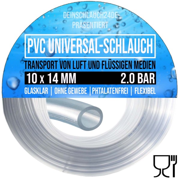 10 x 14 mm PVC Luft Filter Wasser Universal Labor Aquarium Terrarium Schlauch klar durchsichtig - PN