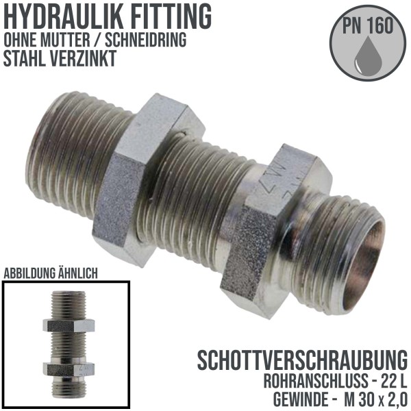 Hydraulik Verschraubung Schott Verschraubung 22 L (M 30 x2,0) AG ohne Mutter / Schneidring