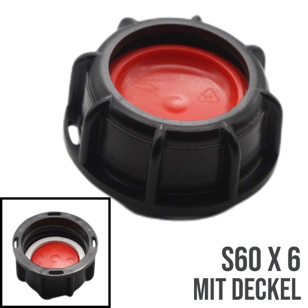 S60x6 IBC Deckel Container Zubehör Verschluss Einlass - schwarz/rot