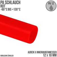 12 x 10 mm Polyamid PA Pneumatik Schlauch rot - PN 12 bar - 25 m Rolle