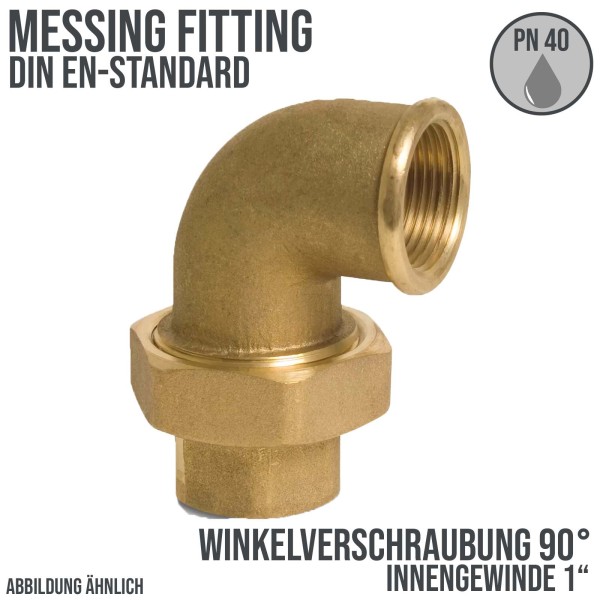 1" Winkelverschraubung 90° Innen x Innengewinde IG Messing Fittings PN 40 bar