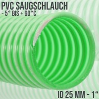Saug Ansaug Spiral Förder Pumpen PVC Schlauch 25 mm 1" Zoll  grün