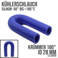28 x 36 mm Kühlerschlauch LLK Silikon Bogen Krümmer Schlauch 180° Grad blau