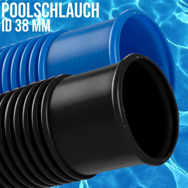 38 mm Pool Schwimmbad Solar Ansaug Saug Teich Schlauch blau / schwarz