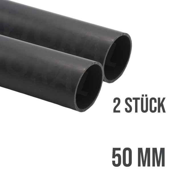 PVC Klebe Fitting Rohr 50 mm grau - 1,0m - 2 Stück