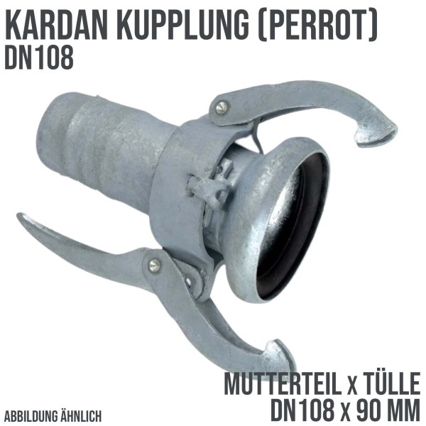 DN 108 Kardan Kupplung System Perrot Mutterteil (MT) mit Tülle Stutzen 90 mm Gülleschlauch