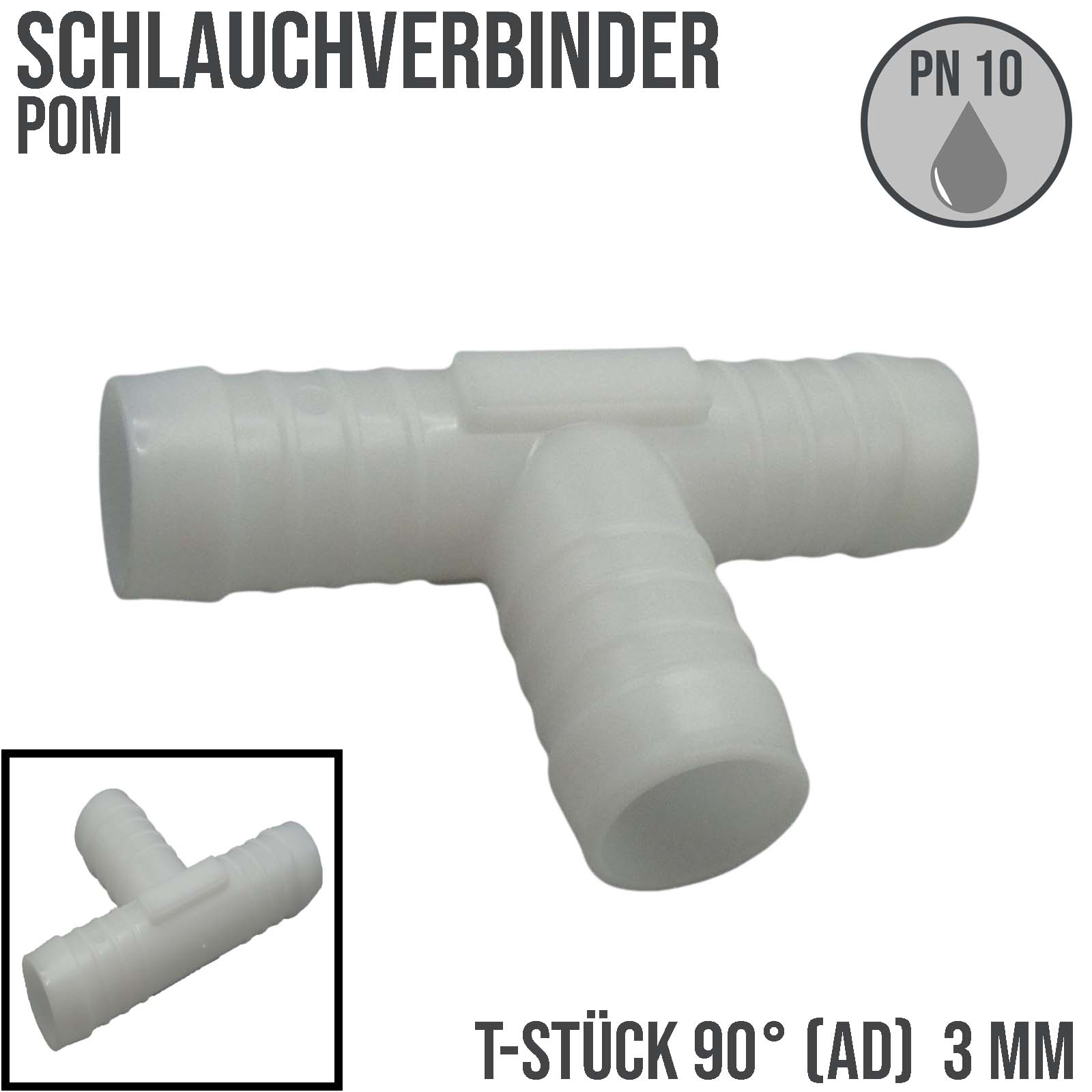 POM Schlauchverbinder - 3 mm - Verschiedenste Ausführungen stehen zur  Auswahl.