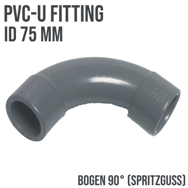 75 mm PVC Klebe Fitting Bogen 90° (Spritzguss)