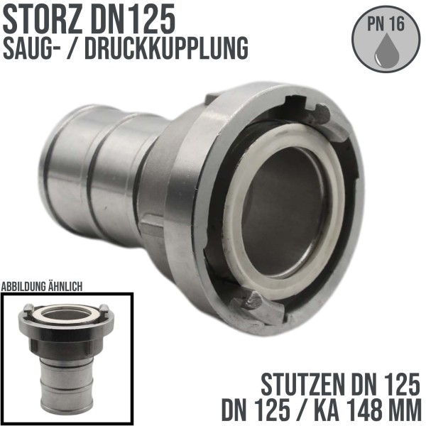 STORZ DN125 KA148 Saug Kupplung -> Stutzen Tülle DN125 Bau Feuerwehr Schlauch PN 16 bar