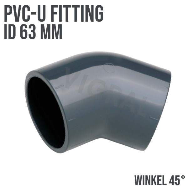 63 mm PVC Klebe Fitting Winkel 45° Muffe Verbinder