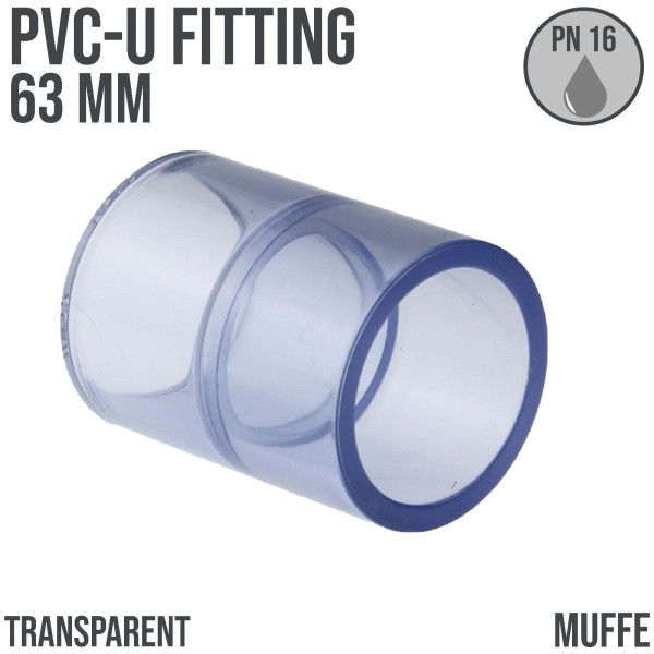 63 mm PVC Klebe Fitting Muffe Kappe Verbinder - transparent