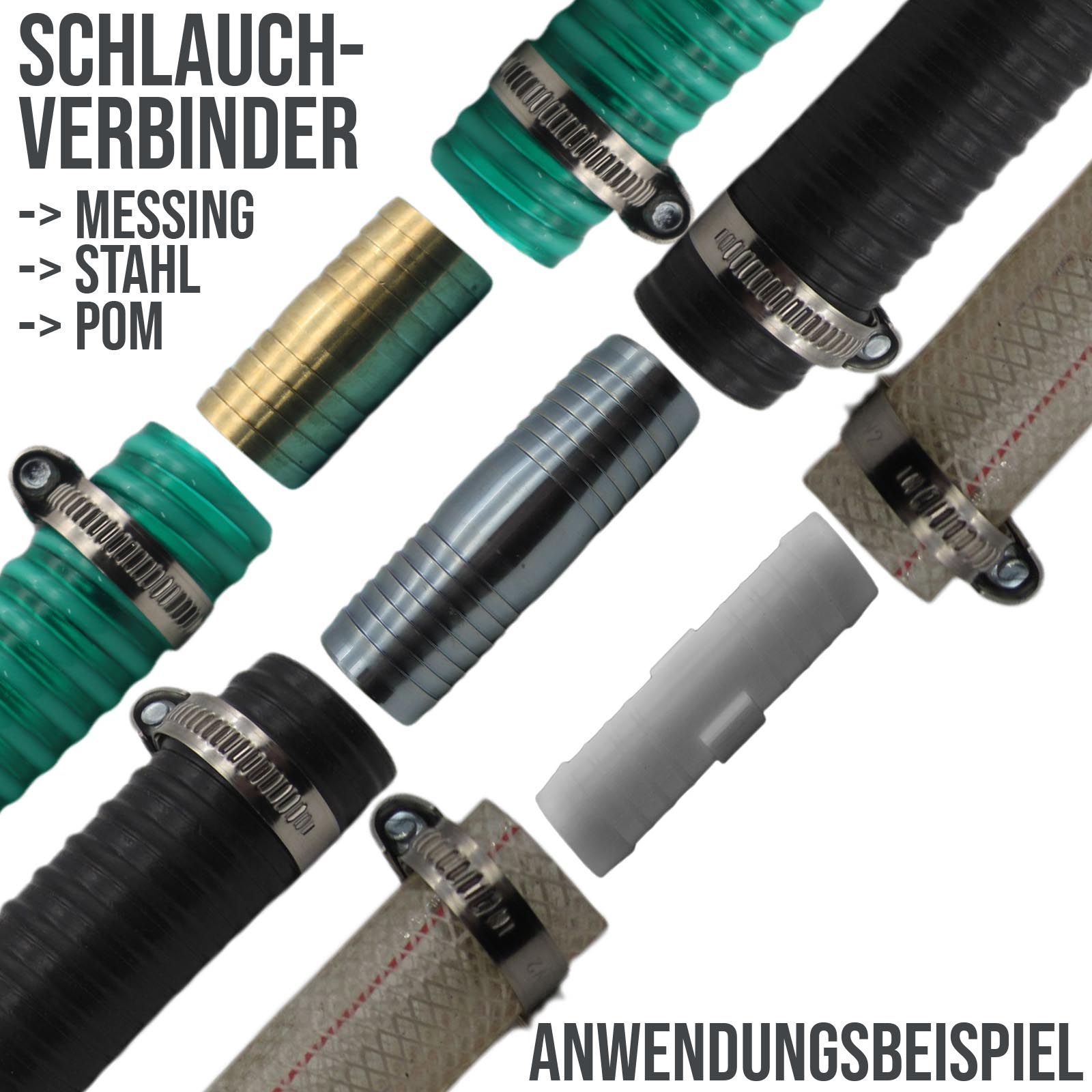 Messing Fitting Schlauchverbinder T-Stück - 10mm (3/8