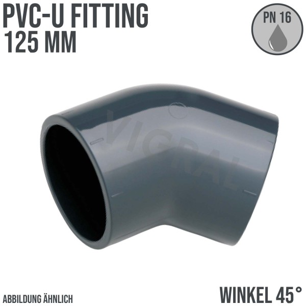 125 mm PVC Klebe Fitting Winkel 45° Muffe Verbinder