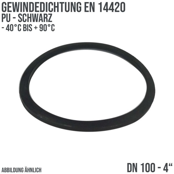 4" Zoll Gewindedichtung EN 14420 PU schwarz DN 100