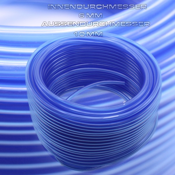 6 x 10 mm PVC Schlauch Aquariumschlauch Luftschlauch azul blau durchsichtig