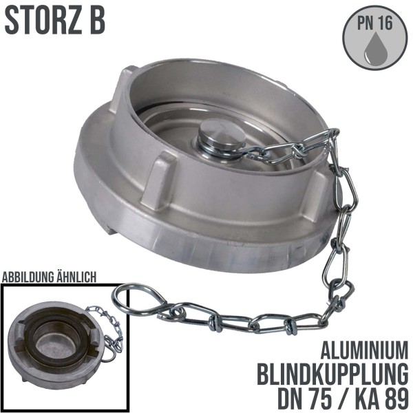 STORZ B DN75 KA89 Blindkupplung mit Kette Saug Bau Feuerwehr Schlauch PN 16 bar