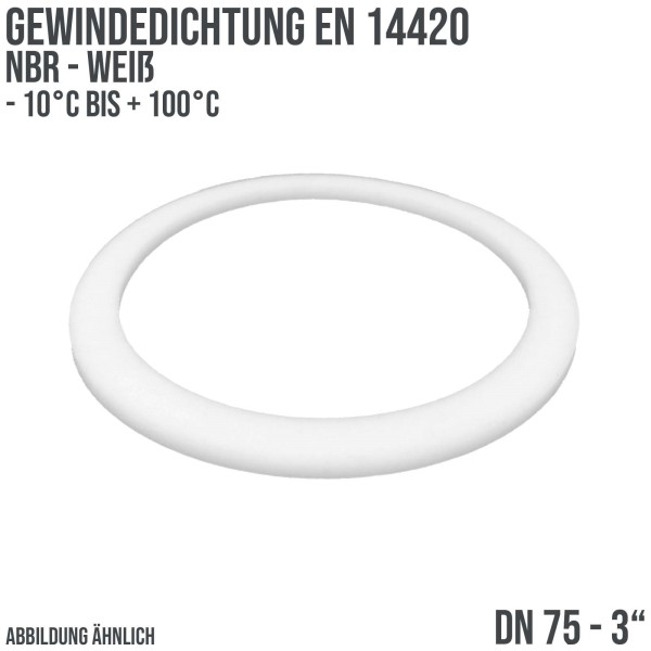 3" Zoll Gewindedichtung EN 14420 NBR weiß DN 75