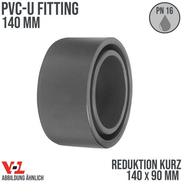 140 x 90 mm VDL PVC Klebe Fitting Reduktion kurz Muffe Verbinder - PN 16 bar