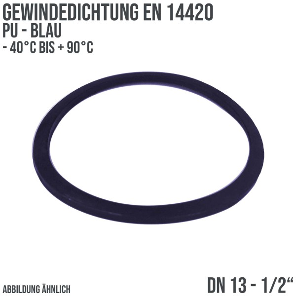 1/2" Zoll Gewindedichtung EN 14420 PU blau DN 13