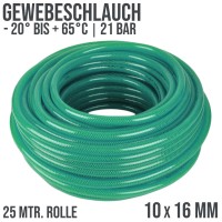 10 x 16 mm PVC Druckluftschlauch Gewebe Universal Wasser Luft Schlauch grün - 25 m