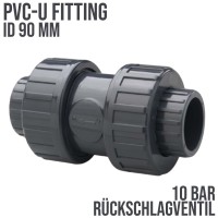 90 mm PVC Rückschlagventil Feder/Kugel Klebemuffe PN10 - grau