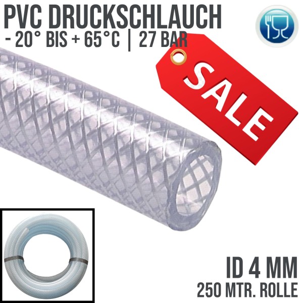 PVC Schlauch ZX2000 glasklar - 4 x 10mm - 27bar - 250m Rolle