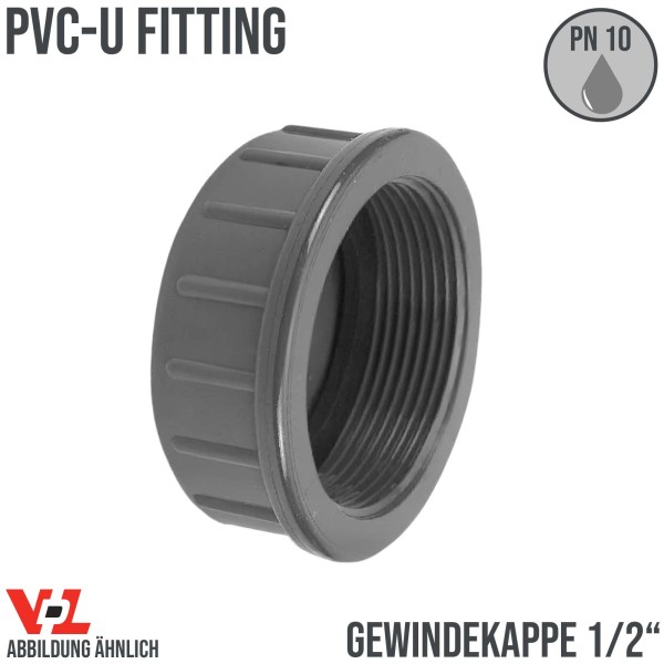 16 mm VDL PVC Klebe Fitting Gewinde Kappe 1/2" Muffe Verbinder - PN 10 bar