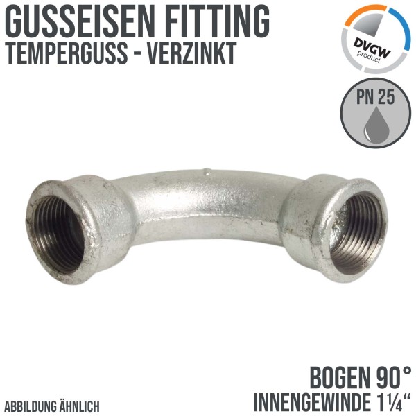 1 1/4" Gusseisen Temperguss Fitting Bogen 90° Innengewinde IG DVGW PN 25 bar