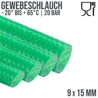 9 x 15 mm PVC Druckluftschlauch Gewebe Universal Wasser Luft Schlauch grün