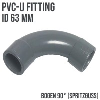 63 mm PVC Klebe Fitting Bogen 90° (Spritzguss)