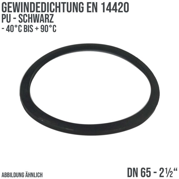 2 1/2" Zoll Gewindedichtung EN 14420 PU schwarz DN 65