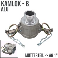 Kamlock Typ B (ALU) Mutterteil mit Außengewinde (AG) 1" Zoll DN25 - 17 bar