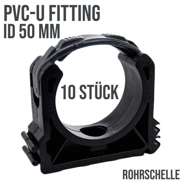 PVC Klebe Fitting Rohr Schelle Halter geschlossen 50 mm - 10 Stück
