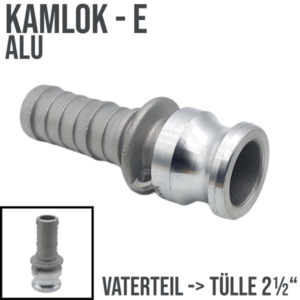 Kamlock Typ E (ALU) Vaterteil Schnelleinband -> Tülle 64 mm 2 1/2" Zoll DN63 DN65
