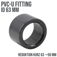 63 x 50 mm PVC Klebe Fitting Reduktion kurz Muffe Verbinder