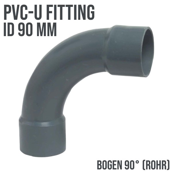 90 mm PVC Klebe Fitting Bogen 90° (Rohr)