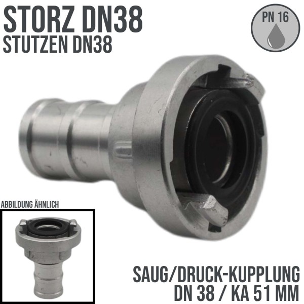 STORZ DN38 KA51 Saug Kupplung -> Stutzen Tülle DN38 KA51 Bau Feuerwehr Schlauch PN 16 bar