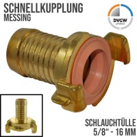 5/8" 16 mm Messing Schlauch Schnell Kupplung Tülle KTW-A (GEKA kompatibel)
