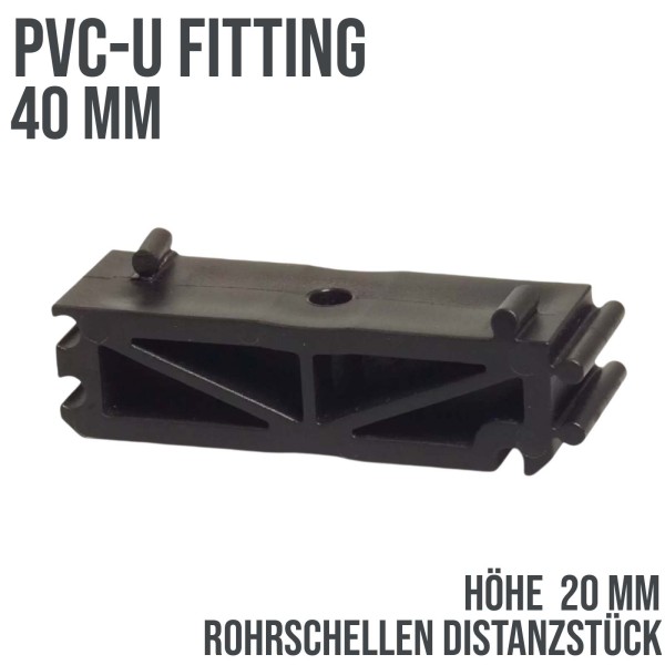 40 mm PVC Klebe Fitting Rohr Schelle Distanzhalter - Höhe ca. 20 mm