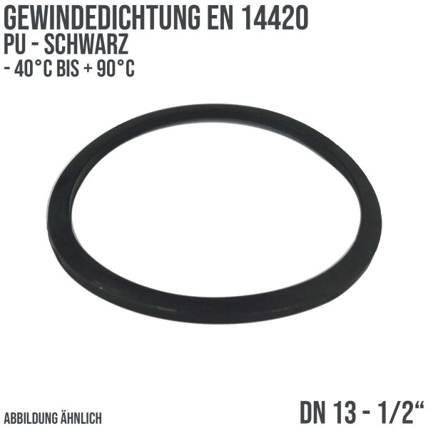 1/2" Zoll Gewindedichtung EN 14420 PU schwarz DN 13