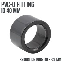 40 x 25 mm PVC Klebe Fitting Reduktion kurz Muffe Verbinder