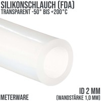 2 x 4 mm Silikon Silicon Milch Schlauch transparent lebensmittelecht FDA 0,60 bar