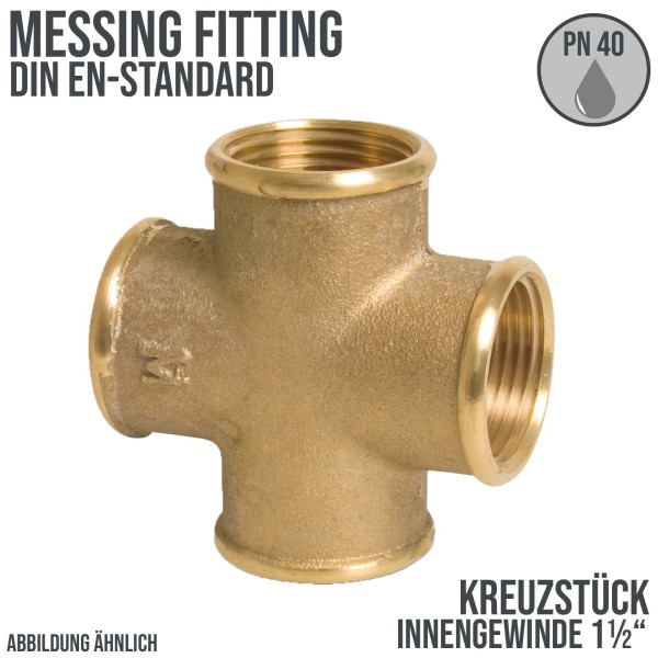 1 1/2" Kreuzstück Innengewinde IG Messing Fittings PN 30 bar