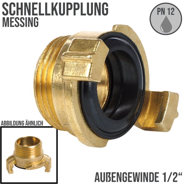 1/2" Schnellkupplung Gewindestück Außengewinde AG Messing (GEKA kompatibel) - PN 12 bar