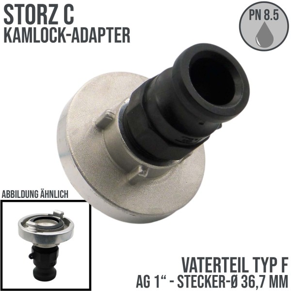 STORZ C DN 52 KA 66 Übergangsstück Adapter -> Kamlock Typ F Vaterteil 36,7 mm PN 8,5 bar