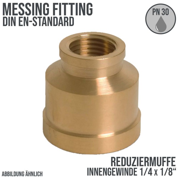 1/4" x 1/8" Reduziermuffe Innengewinde IG Messing Fittings PN 30 bar