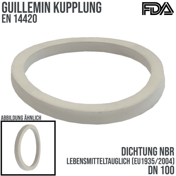 DN 100 Guillemin Kupplung Ersatz Dichtung NBR weiß FDA Lebensmittel EU1935/2004