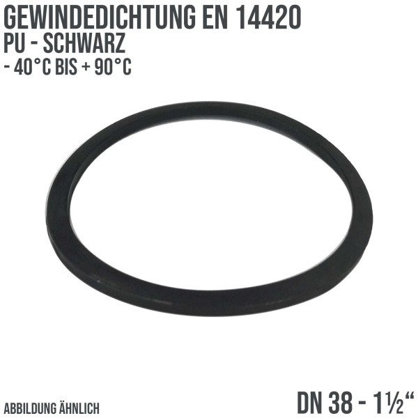 1 1/2" Zoll Gewindedichtung EN 14420 PU schwarz DN 38